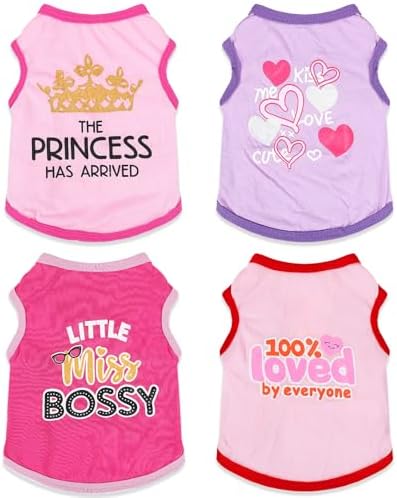 4 Pieces Chihuahua Clothes Cute Dog Clothes for Small Dogs Girl Puppy Shirt Yorkie Clothes Soft Pink Extra Small Dog Pet Clothing Comfortable XXS