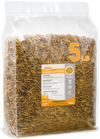 Adaman Dried Black Soldier Fly Larvae 5 LBS-100% Natural BSF Larvae-More Calcium Than Dried Mealworms High-Protein Chickens Treats, Food for Birds, Ducks, Layer Hens