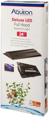 Aqueon LED Deluxe Fish Tank Aquarium Full Hood, Black, 24 Inch