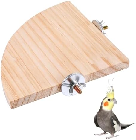 Bird Perch Platform Stand Wooden Parrot Perch Corner 5.9 Inches Fan Shape Playground Cage Accessories Parrot Stand Flat Perches for Bird Cages Corner Shelf for Birds Parrots Hamster Gerbil