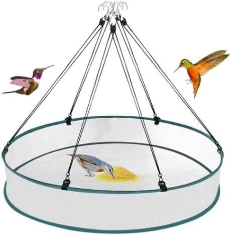 Bird Seed Catcher Tray for Hanging Bird Feeder Platform, 24 Inch Large Birds Feeder Trays with Adjustable Hanging Hoop for Outdoor Garden Lawn