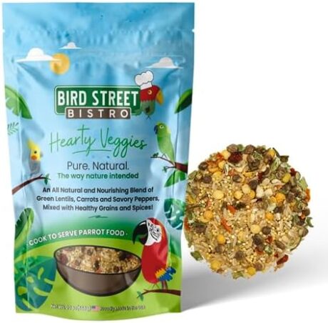 Bird Street Bistro Parrot Food - Parakeet & Cockatiel Food - Cooks in 3-15 min w/Natural & Organic Grains, Legumes, Non-GMO Fruits, Vegetables & Healthy Spices