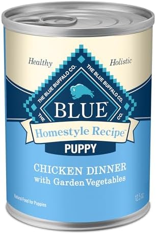 Blue Buffalo Homestyle Recipe Puppy Wet Dog Food, Made with Natural Ingredients, Chicken Dinner with Garden Vegetables & Brown Rice, 12.5-oz Cans (12 Count)