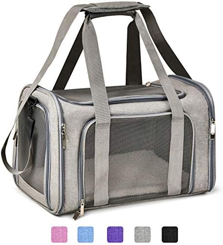 Cat Carriers Dog Carrier Pet Carrier For Small / Medium Cats Dogs Puppies (Up To 15lbs), TSA Airline Approved Small Dog Carrier Soft Sided, Collapsible Waterproof Travel Puppy Carrier - Grey