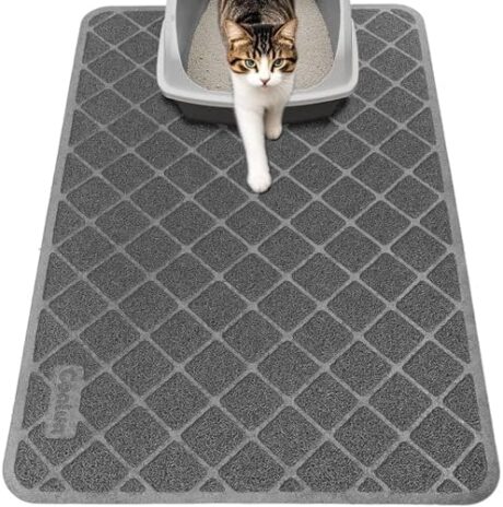 Cat Litter Mat Litter Trapping Mat, 24" x 17" Premium Durable PVC Grid Mesh with Scatter Control, Non-slip, Less Waste Cat Litter Box Mat, Soft on Kitty’s Paws, Urine Waterproof