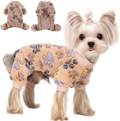 Dog Sweaters for Small Dogs Winter Pet Clothes Puppy Clothes Boy Girl Fleece Small Dog Pajamas Jumpsuits Doggie Outfits for Chihuahua Yorkie Cat Apparel