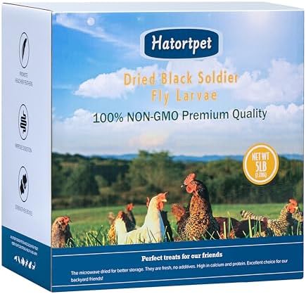 Dried Black Soldier Fly Larvae 5LB-Pure Natural Non-GMO BSF Larvae for Chickens-More Calcium Than Mealworms High-Protein Chickens Treats for Layer Hens Wild Birds Ducks
