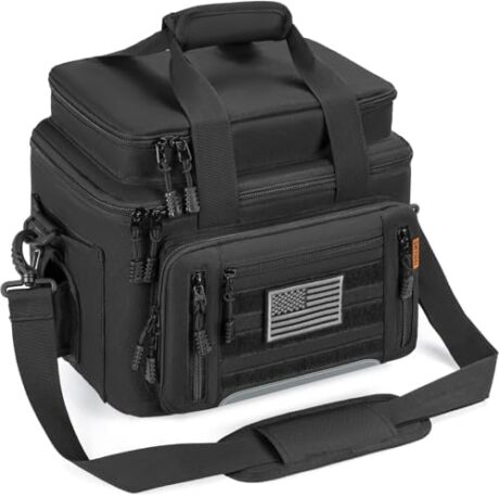 Fishing Tackle Bags - Saltwater & Freshwater Fishing Bag - Padded Shoulder Strap Fishing Bags - Gear Storage for Tackle Box (Black) (Does not come with box)