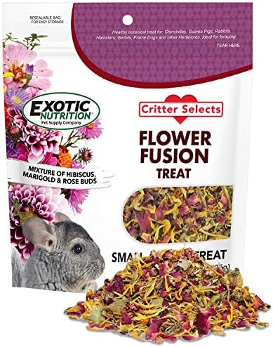 Flower Fusion Treat - Healthy Natural Dried Flower Herbivore Treat - Chinchillas, Guinea Pigs, Rabbits, Prairie Dogs, Degus, Hamsters, Rats, Squirrels, Sugar Gliders & Other Small Pets (0.85 oz)