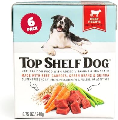 Fresh Dog Food, All Natural Complete Meal or Kibble Topper, Shelf Stable Premade Wet Recipe with Added Vitamins & Minerals for Picky Eaters Puppies Seniors (Beef, 6 x 8.75oz Cartons)