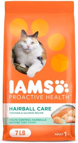 IAMS Proactive Health Adult Hairball Care Dry Cat Food with Chicken and Salmon, 7 lb. Bag