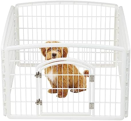 IRIS USA 24" Exercise 4-Panel Pet Playpen Without Door, White (585602)