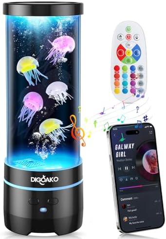 Jellyfish Lamp Bluetooth Speaker with White Noise, 17 Color Floating Jelly Fish Lava Tank Aquarium Light for Home Office Bedroom Decor Great Gifts for Adults Kids (Bluetooth Speaker)