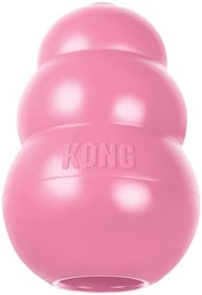 KONG - Puppy Toy Natural Teething Rubber - Fun to Chew, Chase and Fetch - for Medium Puppies - Pink