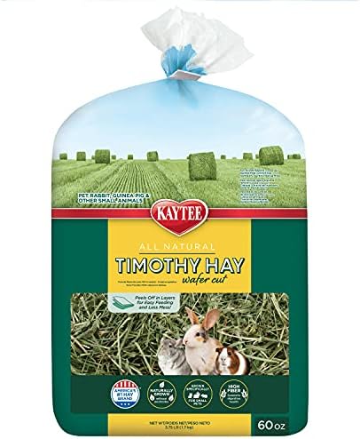 Kaytee Wafer Cut All Natural Timothy Hay for Pet Guinea Pigs, Rabbits & Other Small Animals, 60 Ounce