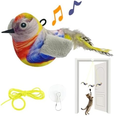 LEWISER Cat Toys Hanging Bird, Retractable Cat Teaser Toy, Vivid Chirping, Interactive Catnip Toys for Indoor Cats Kitten Play Chase Exercise, Set N