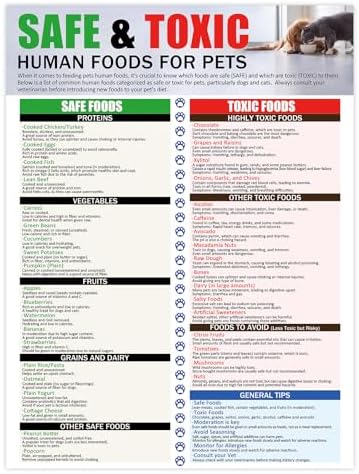 Magnetic Safe and Toxic Foods for Dogs and Cats,Essential Pet Health Guide Fridge Magnet,People Food Dogs Cats Should Not Eat - 12" x 16"