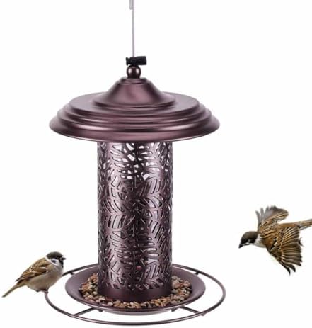 Metal Bird Feeders for Outdoor Hanging Wild Bird Seeds Attracting Chickadees Goldfinches Cardinals Finches Sparrows