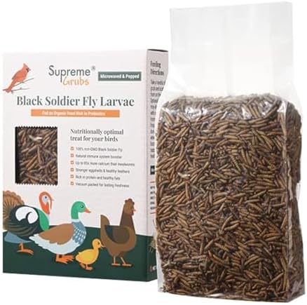 Natural Black Soldier Fly Larvae for Chickens, 85X More Calcium Than Mealworms-High Protein Grub Food Chicken Treats for Hens, Probiotic & Calcium Rich Chicken Feed, Bird Treat 1lb