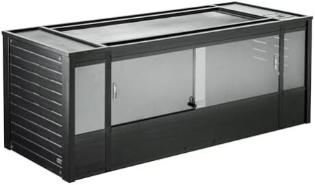 New Age Pet ECOFLEX 60 in Mojave Reptile Lounge in Espresso Black, Durable Wood Plastic Composite Habitat with Vented Side Panels, Removable Sliding Glass Doors, and Mesh Screen Top for Lamp Setup,