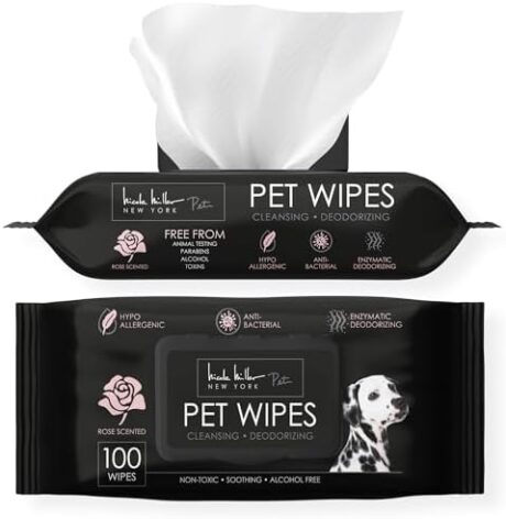 Nicole Miller Rose Scented Alcohol-Free Pet Wipes, Clean Ears, Paws, Body, & Butt - 100pk