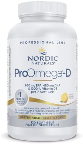 Nordic Naturals ProOmega-D, Lemon Flavor - 120 Soft Gels - 1280 mg Omega-3 + 1000 IU D3 - High-Potency Fish Oil - EPA & DHA - Brain, Eye, Heart, & Immune Health - Non-GMO - 60 Servings