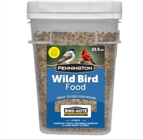 Pennington Wild Bird Food, Wild Bird Seed for Outside Feeders, Great to Feed Year-Round, 22.5-lb. Critter-Proof Bucket