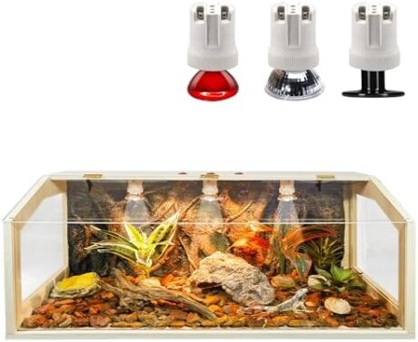 Prolee 68 Gallon Reptile Terrarium Tank Large 48 Inch Lizard Tank Bearded Dragon Tank with Roof Door, Snake Tank with Built-in Lamp Fixture and Switch, Side Windows, 48 Inch