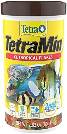 Tetra TetraMin XL Tropical Flakes 2.82 Ounces, Large Flakes, Nutritionally Balanced Fish Food, Tetra TetraMin Large Tropical Fish Flake Food, 2.82 oz