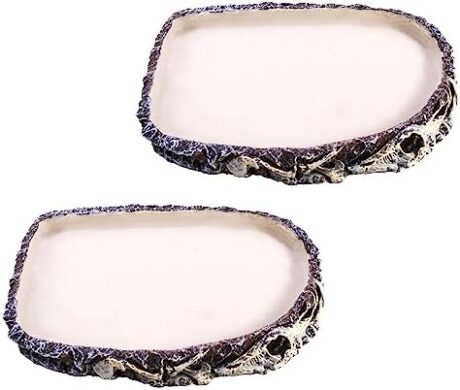 Tfwadmx 2 Pack Reptile Water Bowl, Reptile Feeding Dish, Bearded Dragon Water Dish, Turtle Feeding Bowl for Tortoises, Snakes, Lizards, Geckos, Chameleons