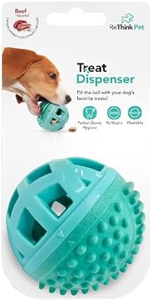 Treat Dispenser Ball Toy, Beef Flavored Interactive Dispensing, Floatable Dog Toys with Treats