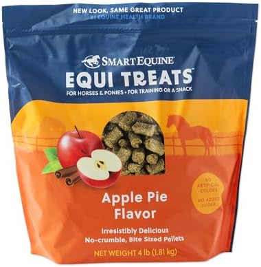 Uckele SmartEquine Equi Treats | Made with Timothy Grass & Sunflower Meal | High-Fiber Horse Treats | Low ESC & Starch | Bite-Sized | No Added Sugar | Cookies for Horses | 4 LB (4 LB, Apple Pie)