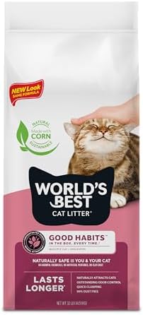 WORLD'S BEST CAT LITTER Good Habits Cat Attract Litter | Natural Plant-Based Attractant | Multicat Flushable Corn Litter | Unscented Odor Control | Low Tracking & Lightweight | Made in USA 32lb Bag