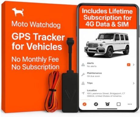 Wired GPS Tracker for Vehicles, No Monthly Fee, No Subscription, 4G SIM and Data Included, Mileage Tracking, Business Fleets, Quick Install, Speeding Alerts, Trip History, USA Developed, Moto Watchdog