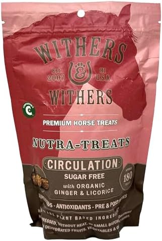 Withers & Withers Sugar-Free Horse Treats – Ginger, Licorice with Oat Bran Horse Cookies, Goat Treats, Healthy Equine Snacks 16 Oz, 100% Compostable Bag – Humane Plant-Based Ingredients for Horses