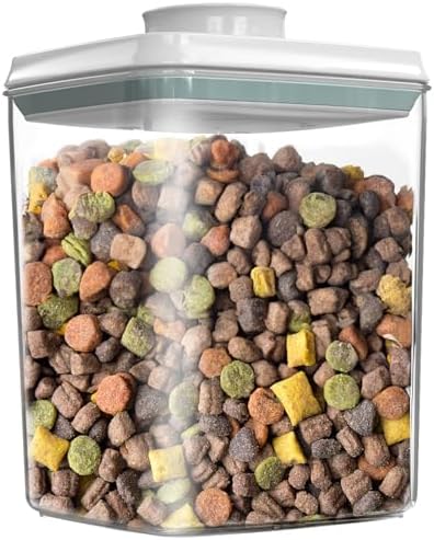 1.35 Qt Dog Treat Container Airtight Dog Treat Jar for Pets, Plastic Dog Cat Food Storage Containers with Lids, BPA Free, Clear POP UP Container for Dog Treats, Snacks, Biscuits