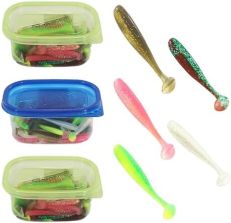 150 PCS Soft Plastic Baits, Paddle Tail Swim Baits, 1.96/2.36/2.75 Inch Fishing Soft Plastic Lures, Well Made and Easy to Catch for Fresh and Salt Water with Case