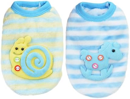 2 Pieces 0.8-1.5lb Teacup Dog Clothes Dog Sweaters for Small Dogs Girl Winter Fleece Doggie Clothes Cute Warm Puppy Sweater Size Chihuahua Pet Outfit Blue (XXX-Small)