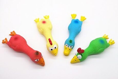 4PCS Safe Latex Dog Squeaky Toys, 6.6" Long Soft Chew Molar Dog Small Screaming Rubber Chicken Toys, for Puppy Small Medium Dogs