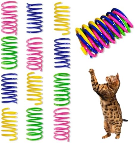AGYM Cat Spring Toys, 30 Pack Cat Spiral Springs for Indoor Cats, Colorful & Durable Plastic Spring Coils Attract to Swat, Bite, Hunt, Interactive Toys for Kittens