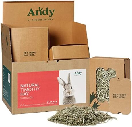 Andy 2nd Cut Timothy Hay Andy-Pak Feeder Boxes, 6 Pack of 1.5 Lb Boxes, Premium Rabbit Food Hay for Rabbits, Chinchillas, and Guinea Pigs