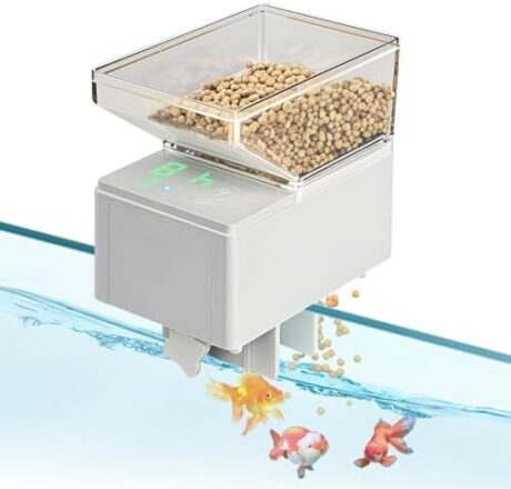 Automatic Fish Feeder for Aquarium Fish Feeder Dispenser with Timer 500ML Large Capacity Auto Feeders Dispenser with LED Display for Small Tank Turtle Betta Koi on Vacation Weekend Holiday(White)