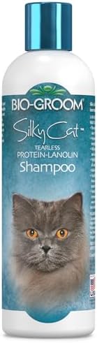 Bio-Groom Protein Lanolin Cat Shampoo – Tear-Free Pet Shampoo, Soy Protein, Cat Bathing Supplies, Residue-Free, Cruelty-Free, Made in USA, Tearless Cat Products – 8 fl oz 1-Pack