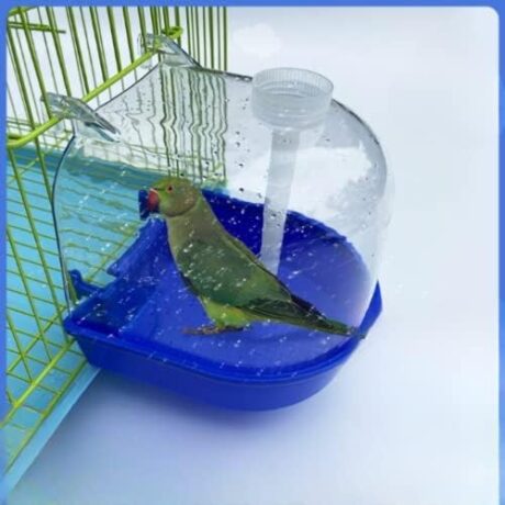Bird Bath Cage, Cleaning Pet Supplies Bird Bathtub with Hanging Hooks Come with Free Water Injector for Parrots Spacious Parakeets Portable Shower for Most Birdcage Random Color (S for Square cage)