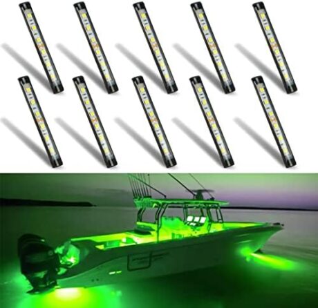Boaton Marine Led Night Fishing Lights, No Drilling Install Boat Deck Courtesy Lights, Green