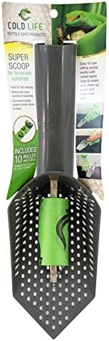 COLD LIFE Super Scoop Sifter Terrarium Bedding Substrate and Small Pet Cage Cleaner Shovel with 10 ct Poop Bags