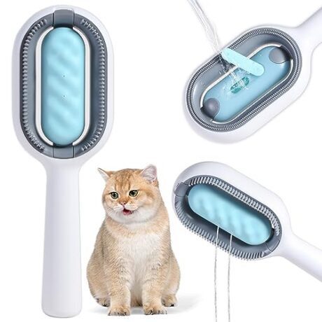 Cat Hair Brush with Water,Sticky Brush for Cats,Pet Hair Cleaner Brush for Cats,Pet Hair Removal Comb with Water Tank,Pet Hair Cleaner Brush(Blue)
