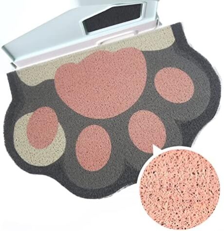 Cute Cat Litter Mat 24”x16”, Litter Box Mat, Litter Trapping Mat, Soft on Kitty Paws, Easy Clean, Anti Slip, Pet Accessories, Door Floor mats - Grey Pink