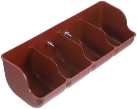 DOITOOL Goat Feeder for Grain, Plastic Fence Feeder for Pigs, 4-Compartment Mountable Feed Trough for Goat, Pigs, Livestock Feeding