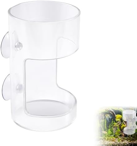 Fish Feeder for Aquarium, 3.94x2.36 Inch Fish Tank Dish Tray Floating & Sinking Food Container Holder Dispenser with Suction Cups for Turtle Shrimp Feeding Ring (Round)